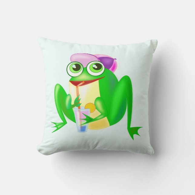 Happy Frog Funny Pillow - Custom Colours or Text (Front)