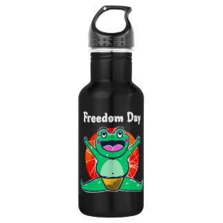 Happy Frog Illustration Relaxed Day Cute Animal Ar 532 Ml Water Bottle