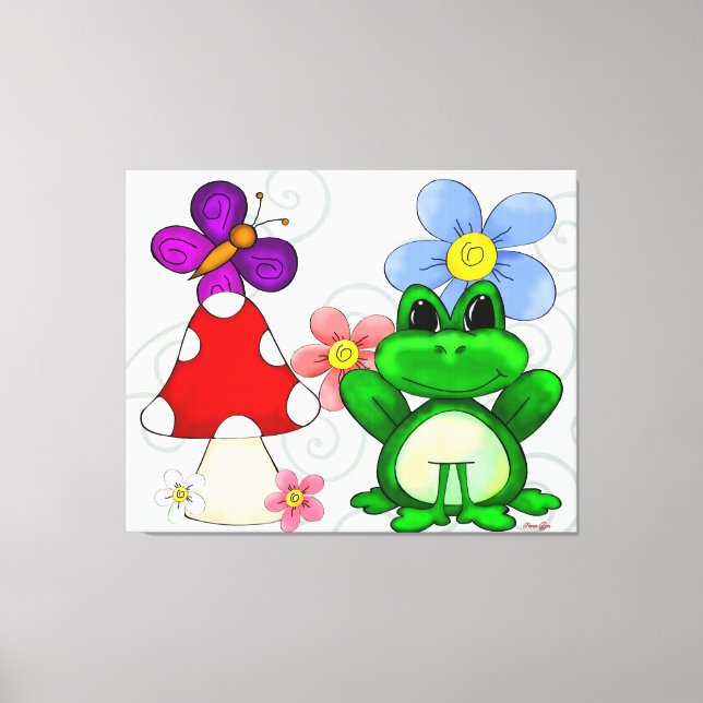 Happy Frog In Spring Canvas Print (Front)
