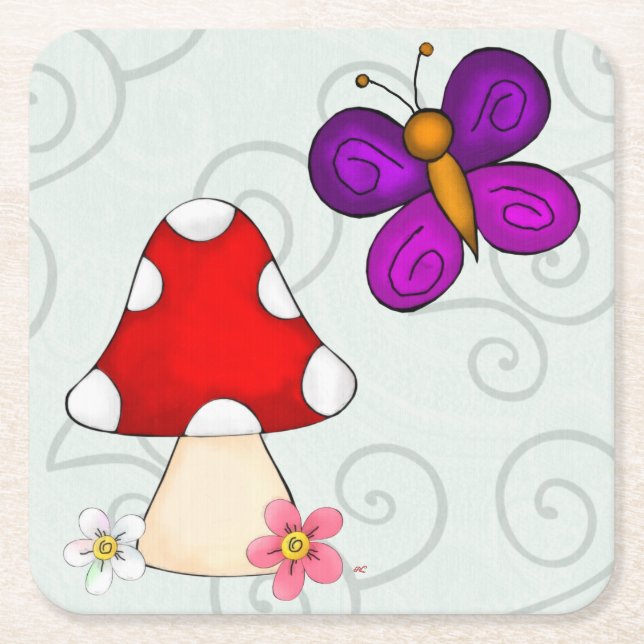 Happy Frog In Spring Square Paper Coaster (Front)