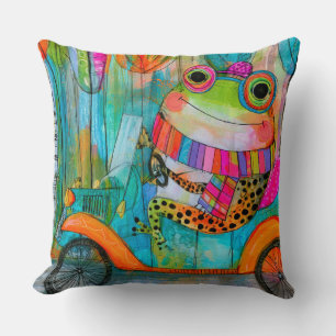 Happy Frog Joyful Roadside Adventure Cushion