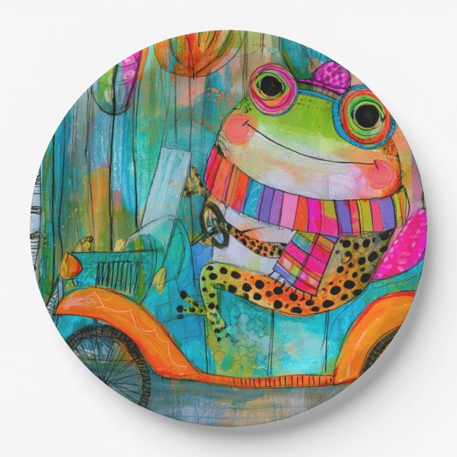 Happy Frog Joyful Roadside Adventure Paper Plate (Front)