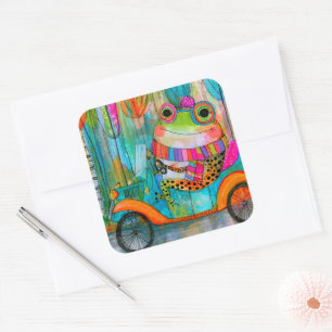 Happy Frog Joyful Roadside Adventure Square Sticker
