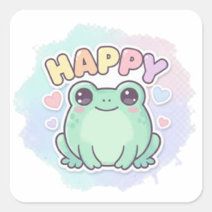 Happy Frog Sticker Cute Frog With Hearts Kawaii Ae