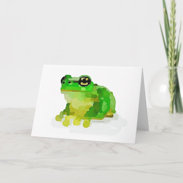 Happy Frog Watercolor Greeting Card (Front)