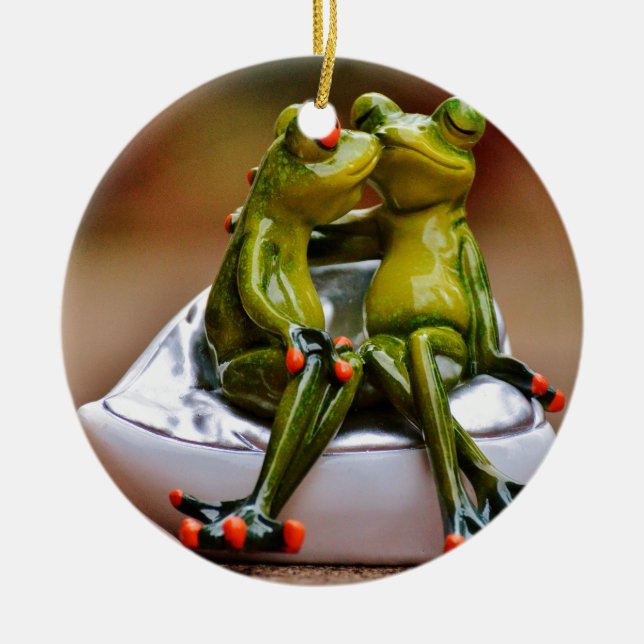 Happy Frogs Ceramic Tree Decoration (Front)
