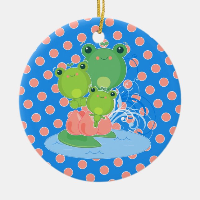 Happy Frogs Ceramic Tree Decoration (Front)