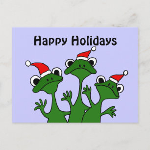 Happy Frogs Christmas Cartoon Holiday Postcard