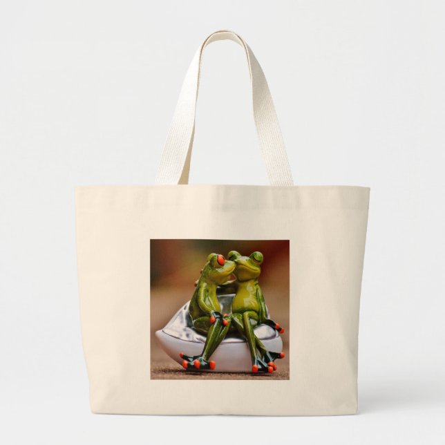Happy Frogs Large Tote Bag (Front)