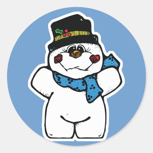 happy frost snowman classic round sticker (Front)