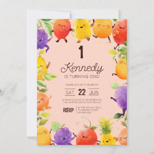Happy Fruit Themed Birthday Invitation