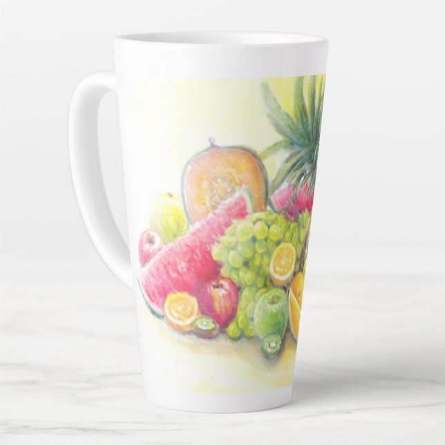Happy fruits   latte mug (Left Angle)