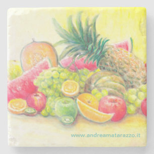 Happy fruits stone coaster