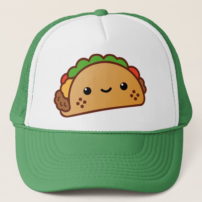 Happy Fun Cartoon Taco Trucker Hat (Front)