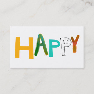 Happy fun colourful word art unique font design business card