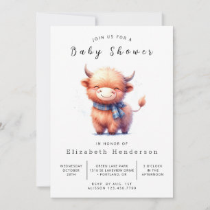 Happy Fun Simple Cow Baby Shower Invitation
