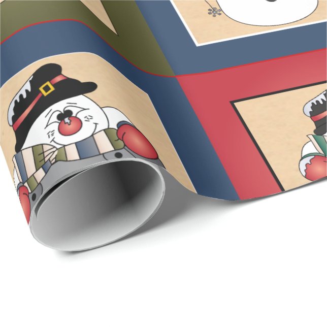 Happy Fun Snowmen | Christmas Wrapping Paper (Roll Corner)