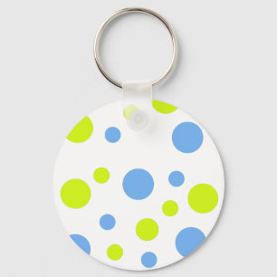 Happy Funky Yellow Blue Bubbles Key Ring