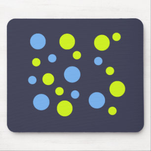 Happy Funky Yellow Blue Bubbles Mouse Pad