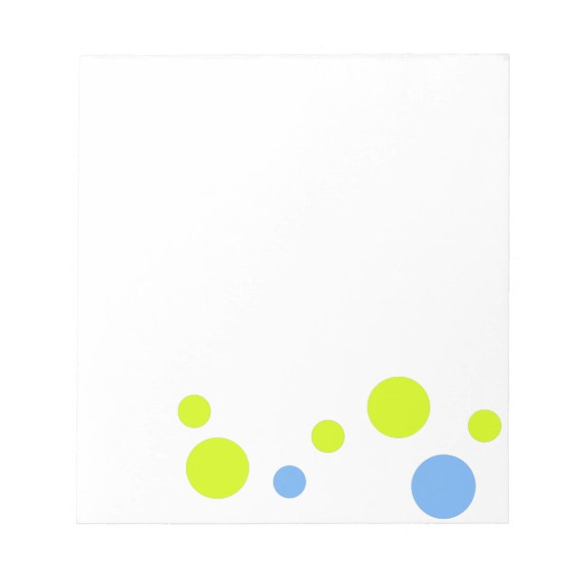 Happy Funky Yellow Blue Bubbles Notepad (Front)