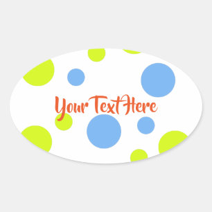 Happy Funky Yellow Blue Bubbles Oval Sticker