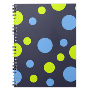Happy Funky Yellow Blue Bubbles Spiral Notebook