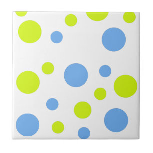 Happy Funky Yellow Blue Bubbles Tile