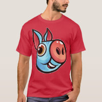 Happy Funny Blue Pig Head for Piggy Lovers