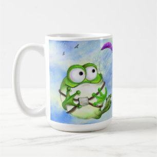 Happy Funny Frog Paraglider Mug