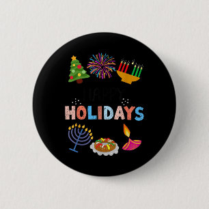 Happy Funny Holidays Diwali Kwanzaa Hanukkah Chris 6 Cm Round Badge