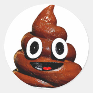 happy funny poop emoji classic round sticker