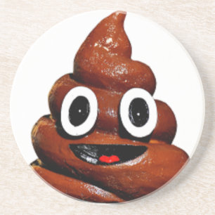 happy funny poop emoji coaster