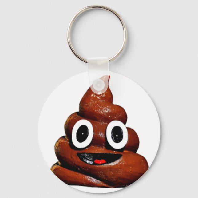 happy funny poop emoji key ring (Front)