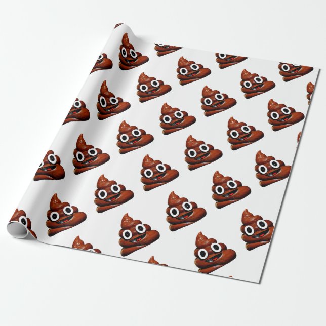 happy funny poop emoji wrapping paper (Unrolled)