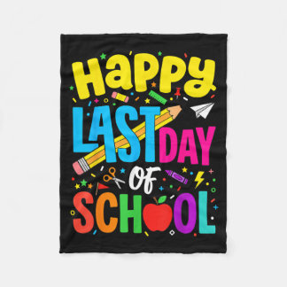 Happy Funny Retro Teacher Student Summer Last Day Fleece Blanket