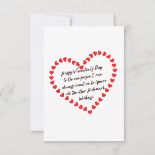 Happy Funny Valentines Day gift quotes sarcastic Thank You Card