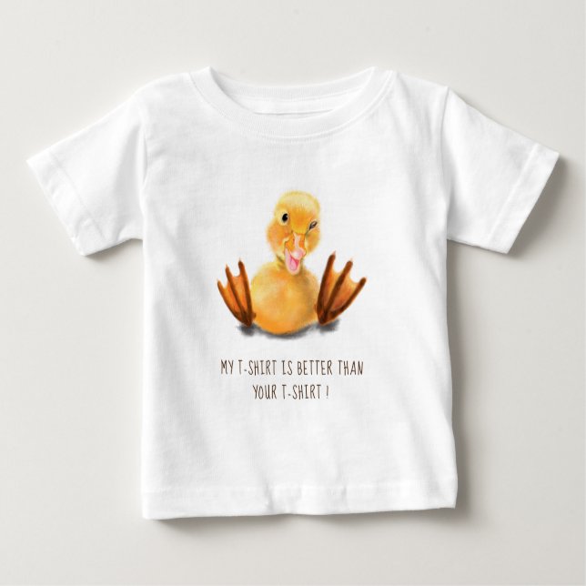 Happy Funny Yellow Duck Playful Wink - Add Text   Baby T-Shirt (Front)