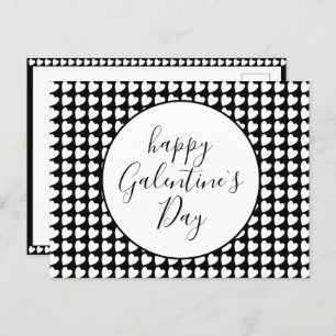 Happy Galentine`s Day Black White Heart Pattern Holiday Postcard