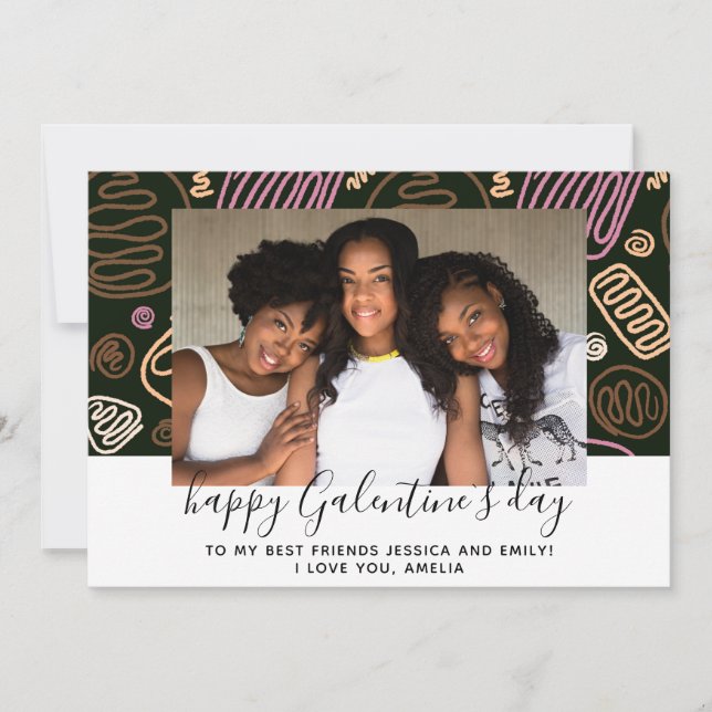 Happy Galentine`s Day Friend Photo  Holiday Card (Front)