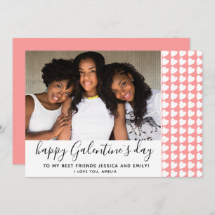 Happy Galentine`s Day Pink Heart Photo Friend Holiday Card