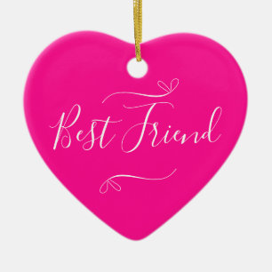 Happy Galentine's Day Best Friend Hot Pink  Ceramic Tree Decoration