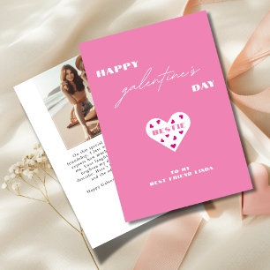 Happy Galentine's Day Bestie Heart Photo Holiday Card
