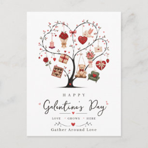 Happy Galentine's Day BFF Heart Tree Love Postcard