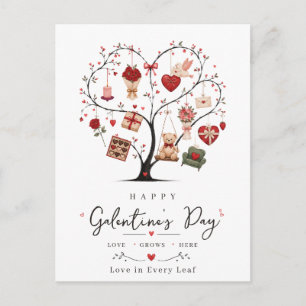 Happy Galentine's Day BFF Heart Tree Love Postcard