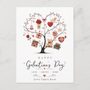 Happy Galentine's Day BFF Heart Tree Love Postcard