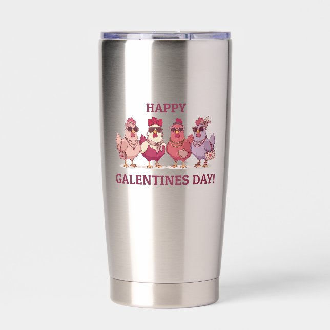 Happy Galentines Day Chicken Squad Cute Funny Hens Insulated Tumbler (Front)