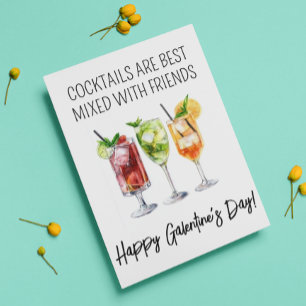 Happy Galentine's Day Cocktail Friends Card