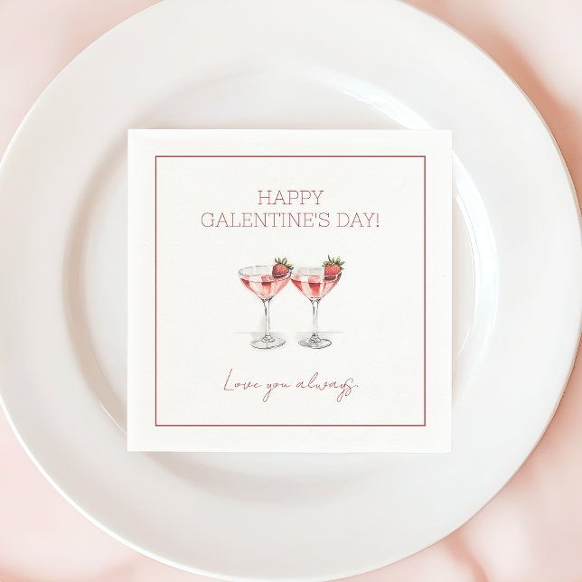 Happy Galentine's Day Cocktails  Love You Always Napkin (Happy Galentine's Day Cocktails Love You Always Napkins)