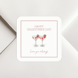 Happy Galentine's Day Cocktails  Love You Always Square Sticker