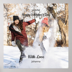 Happy Galentine's Day Custom Photo Best Friends Poster